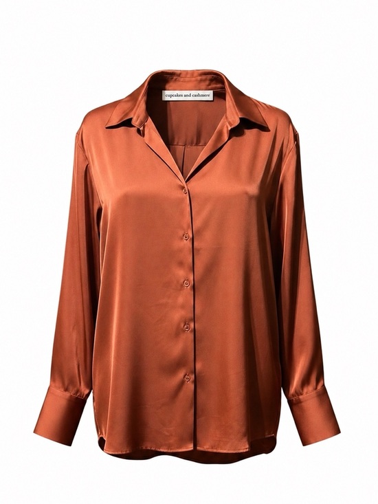 cupcakes & cashmere Tops - Cupcakes and Cashmere Satin Button Down Blouse – Large